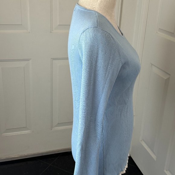 Calvin Klein Light Blue Round Neck Long Sleeve Blouse Sz M - Picture 7 of 11